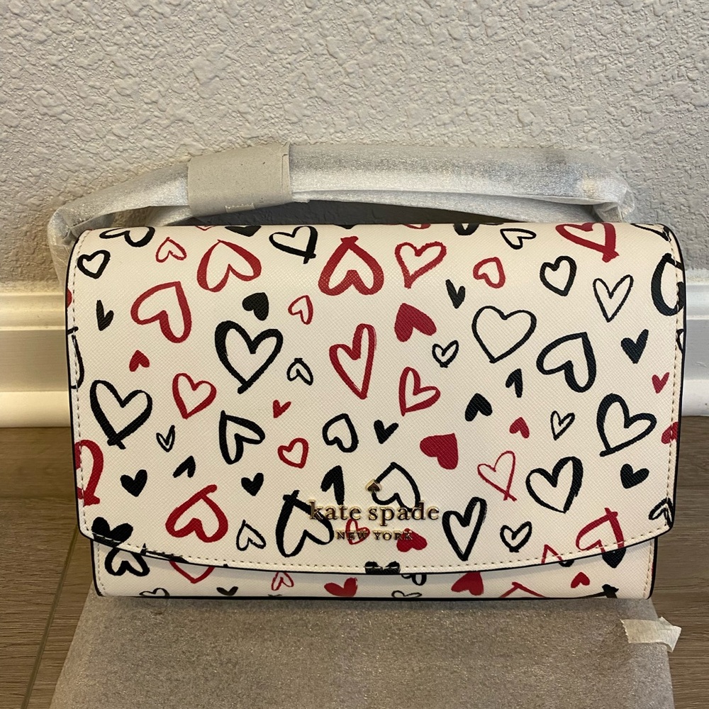 Kate Spade Carson Scribble Heart Convertible Crossbody- NWT